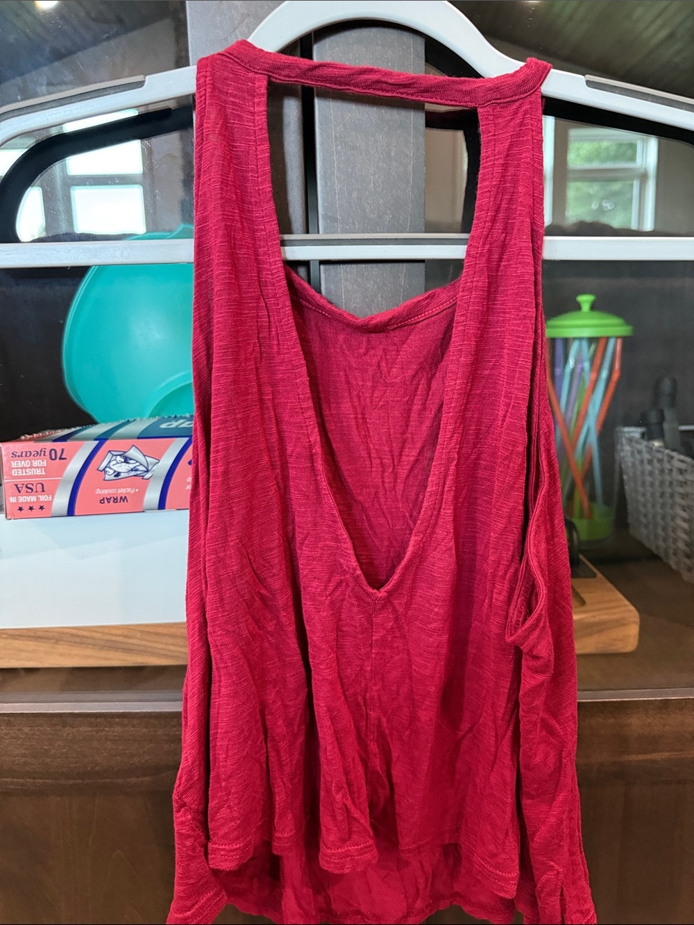 Divided Deep Red Ribbed Racerback Tank - Picture 3 of 3